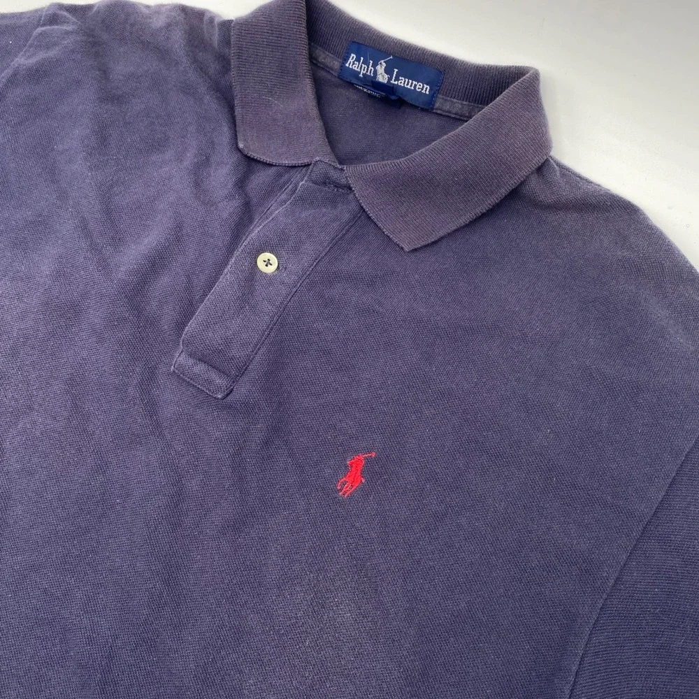 Ralph Lauren Classic Fit Polo Shirt Men Lar Navy Blue Cotton Pique Red Pony Logo